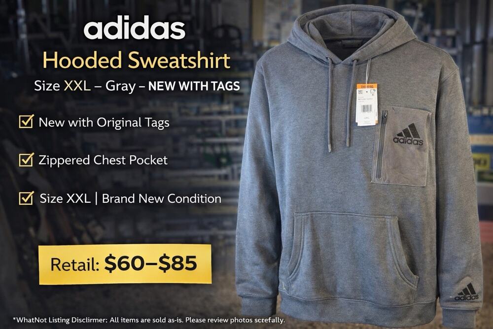 Adidas Hooded Sweatshirt Gray Men Size 2XL New Tags